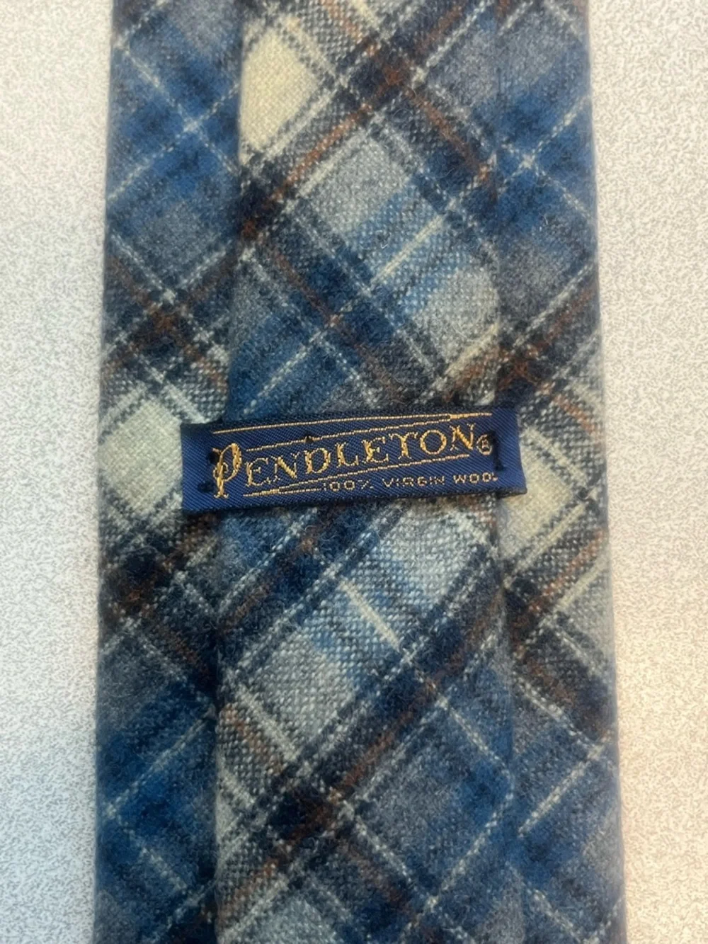 Vintage Pendleton 100% Virgin Wool Plaid Ties Lot of 2 Blue Brown